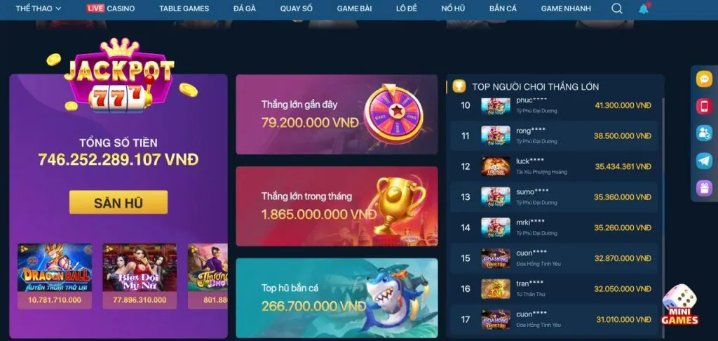 Các trò chơi tại 3win login